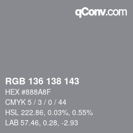 Color code: RGB 136 138 143 | qconv.com