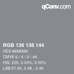Color code: RGB 136 138 144 | qconv.com