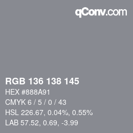 Color code: RGB 136 138 145 | qconv.com