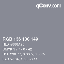 Color code: RGB 136 138 149 | qconv.com