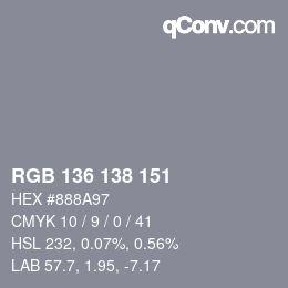 Color code: RGB 136 138 151 | qconv.com