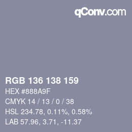 カラーコード: RGB 136 138 159 | qconv.com