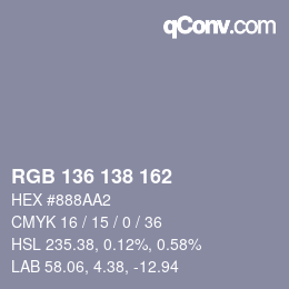 カラーコード: RGB 136 138 162 | qconv.com
