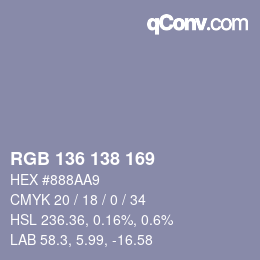 Código de color: RGB 136 138 169 | qconv.com