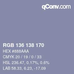 Color code: RGB 136 138 170 | qconv.com