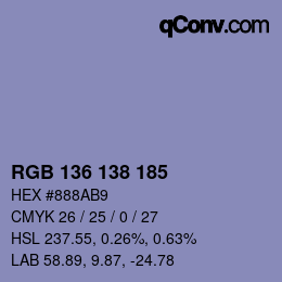 Color code: RGB 136 138 185 | qconv.com