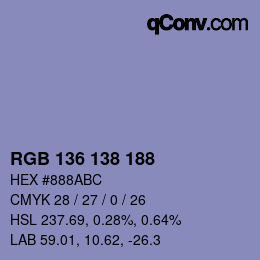Color code: RGB 136 138 188 | qconv.com