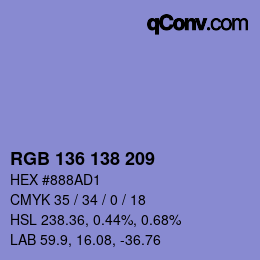 Color code: RGB 136 138 209 | qconv.com