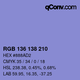Color code: RGB 136 138 210 | qconv.com
