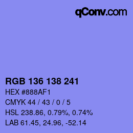 Color code: RGB 136 138 241 | qconv.com