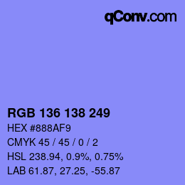 Color code: RGB 136 138 249 | qconv.com