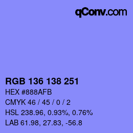 Color code: RGB 136 138 251 | qconv.com