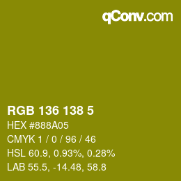 Color code: RGB 136 138 5 | qconv.com