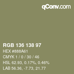 Color code: RGB 136 138 97 | qconv.com