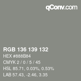 Color code: RGB 136 139 132 | qconv.com
