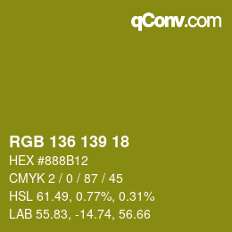 Color code: RGB 136 139 18 | qconv.com