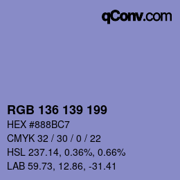 Color code: RGB 136 139 199 | qconv.com