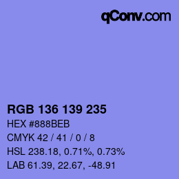 Color code: RGB 136 139 235 | qconv.com