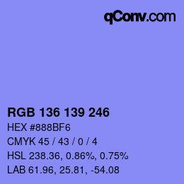Color code: RGB 136 139 246 | qconv.com