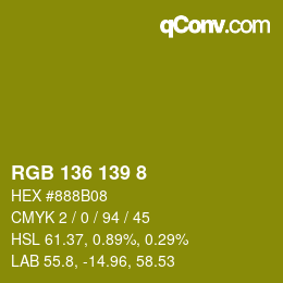 カラーコード: RGB 136 139 8 | qconv.com