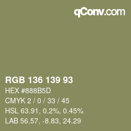 Color code: RGB 136 139 93 | qconv.com