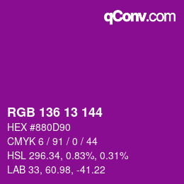 Color code: RGB 136 13 144 | qconv.com