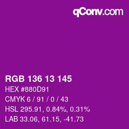 Color code: RGB 136 13 145 | qconv.com