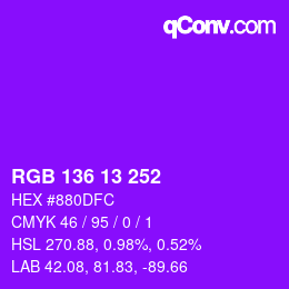 Color code: RGB 136 13 252 | qconv.com