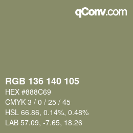 Color code: RGB 136 140 105 | qconv.com