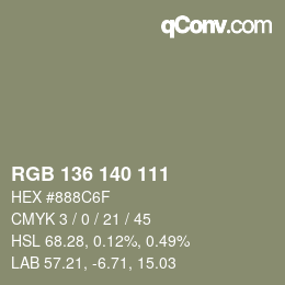 Color code: RGB 136 140 111 | qconv.com