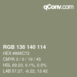 Color code: RGB 136 140 114 | qconv.com