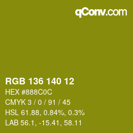 Color code: RGB 136 140 12 | qconv.com