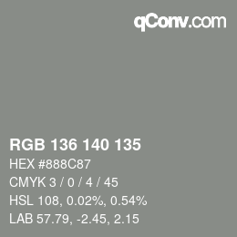 Color code: RGB 136 140 135 | qconv.com