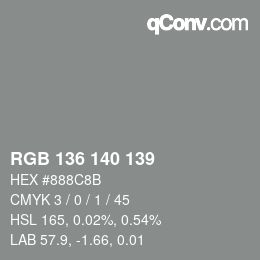カラーコード: RGB 136 140 139 | qconv.com