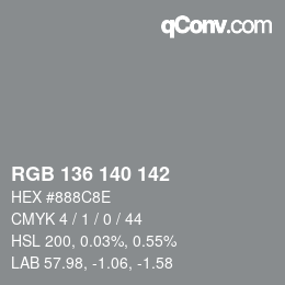 Color code: RGB 136 140 142 | qconv.com