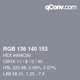 Color code: RGB 136 140 153 | qconv.com