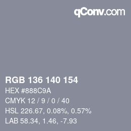 カラーコード: RGB 136 140 154 | qconv.com