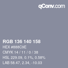 Color code: RGB 136 140 158 | qconv.com