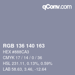 Color code: RGB 136 140 163 | qconv.com