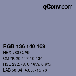 Color code: RGB 136 140 169 | qconv.com