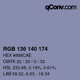 Color code: RGB 136 140 174 | qconv.com