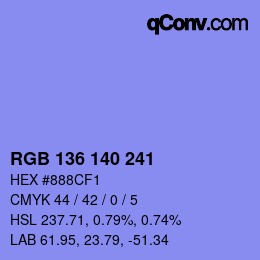 Color code: RGB 136 140 241 | qconv.com