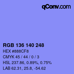 Color code: RGB 136 140 248 | qconv.com