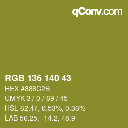 Color code: RGB 136 140 43 | qconv.com