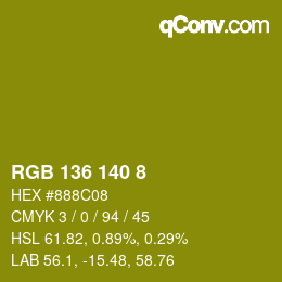 颜色代码: RGB 136 140 8 | qconv.com