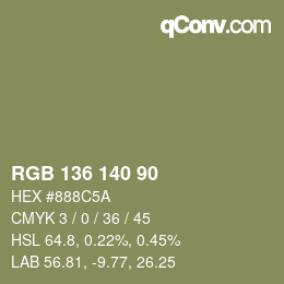 Color code: RGB 136 140 90 | qconv.com