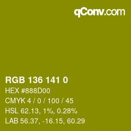 Farbcode: RGB 136 141 0 | qconv.com