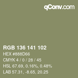 Color code: RGB 136 141 102 | qconv.com