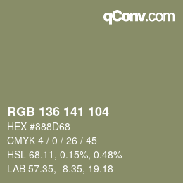 Color code: RGB 136 141 104 | qconv.com