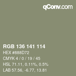 カラーコード: RGB 136 141 114 | qconv.com